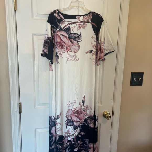 Women's Plus Size Elegant Floral Print Color Block Long Vacation Maxi Dress 18W - Picture 6 of 7